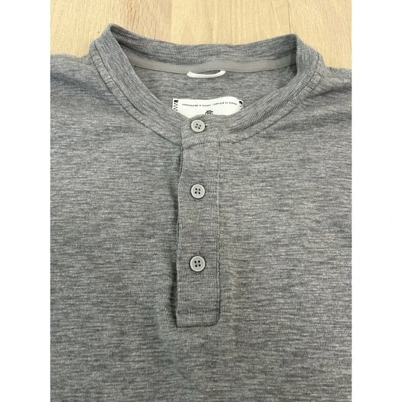 REIGNING CHAMP Gray Long Sleeve Henley Shirt Sz Large Cotton Made in Canada - Picture 2 of 6